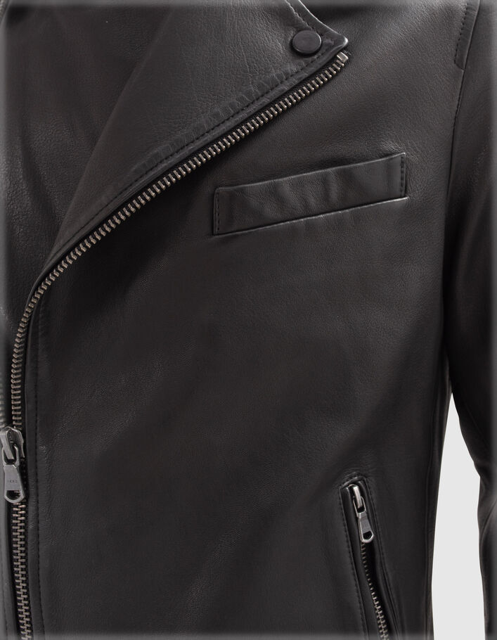 Blouson noir cuir esprit motard Homme