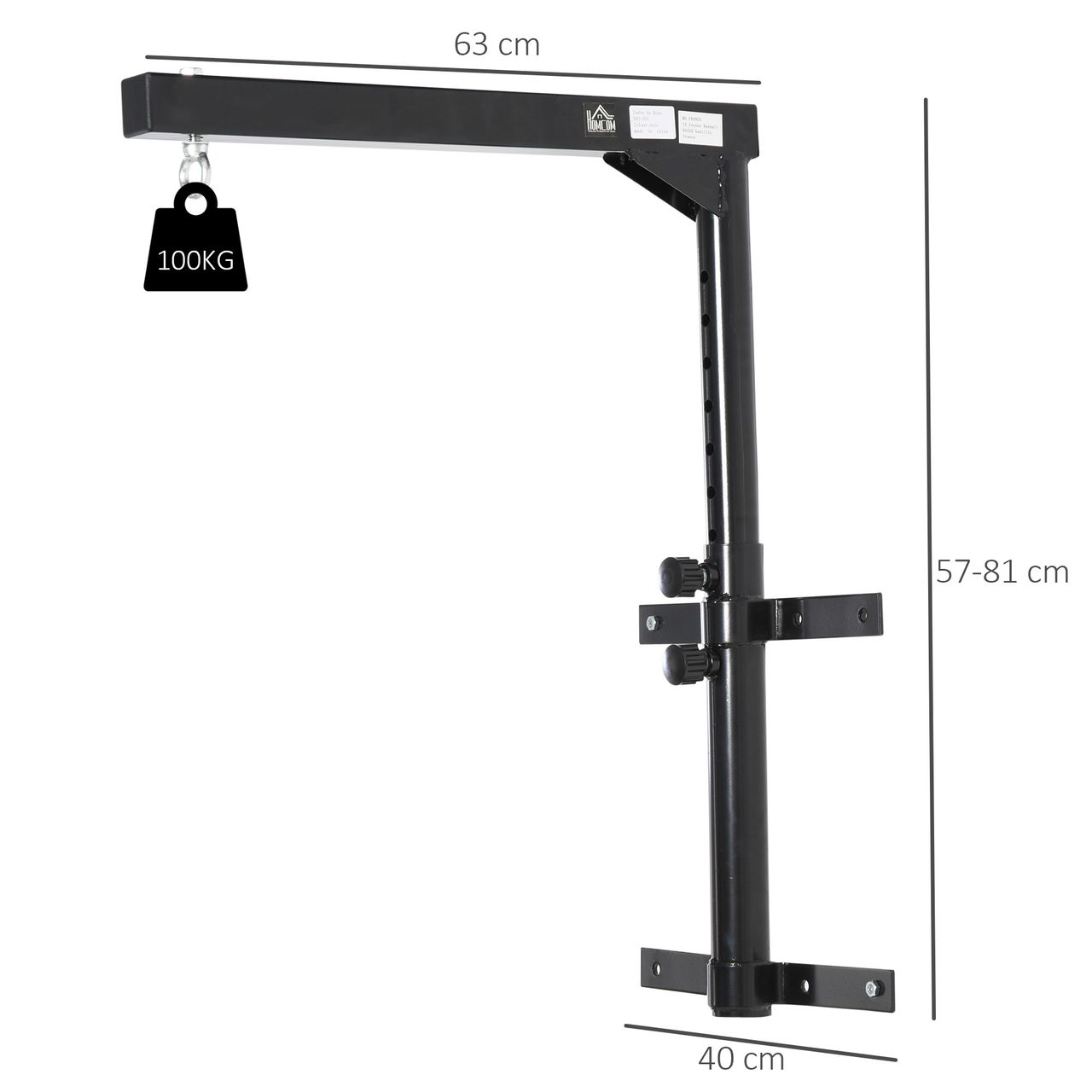 HOMCOM Boxsackhalterung 60-88cm Wandhalterung Boxsack Sandsack Halterung Schwarz