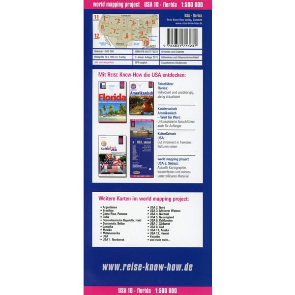 Reise Know-How Landkarte USA 10, Florida (1:500.000) - Straßenkarte