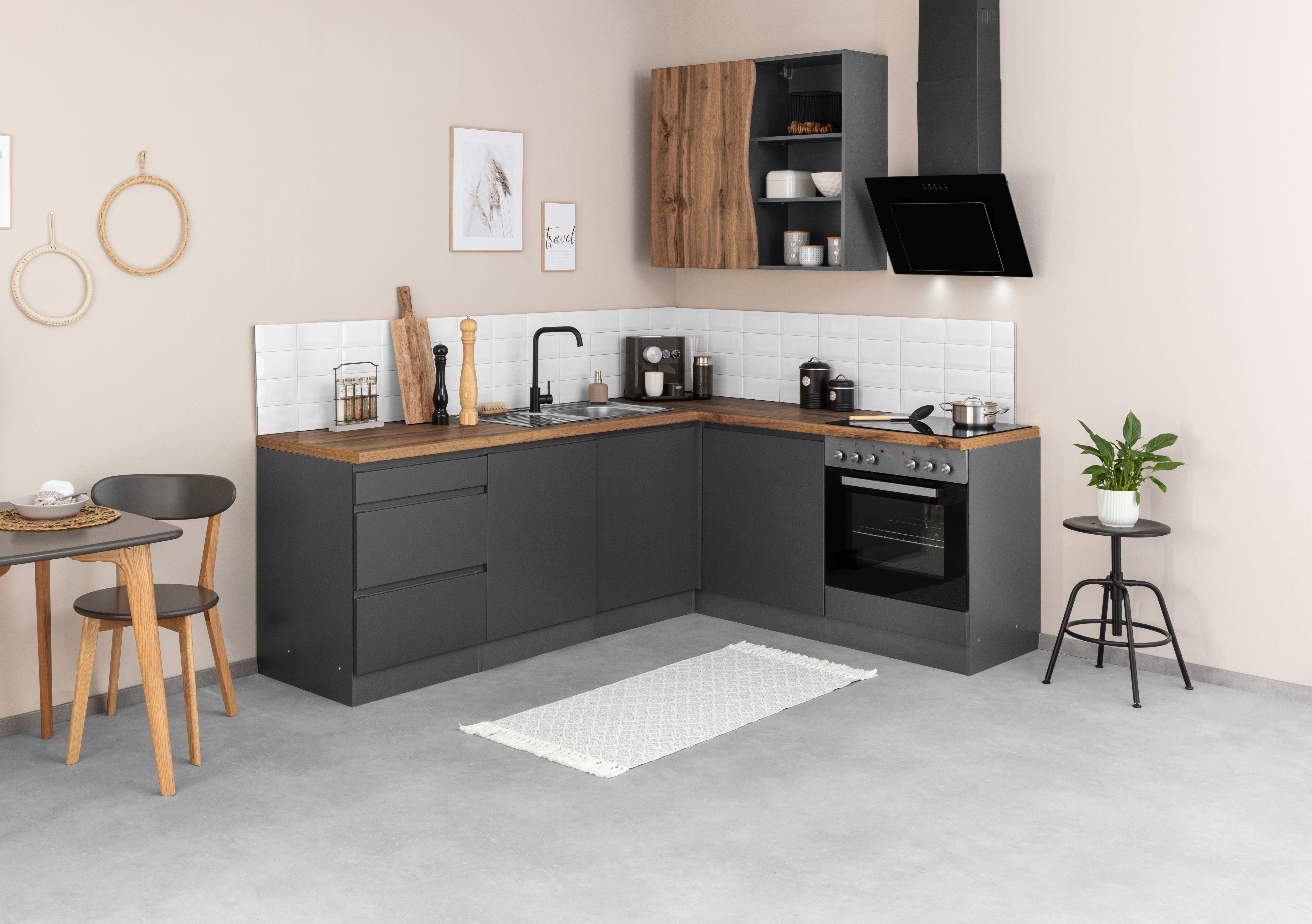 HELD MÖBEL Küche Bruneck, Stellbreite 240/180 cm breit, wahlweise mit oder ohne E-Geräte, MDF