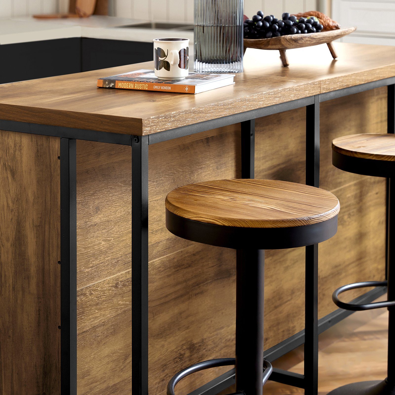 SoBuy Küchenbuffet KNL01 Kücheninsel freistehend Küchenschrank Highborad Kommode Sideboard