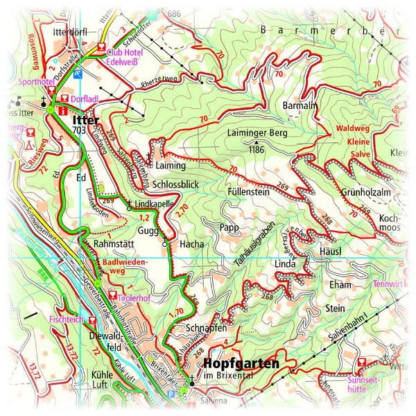Kaisergebirge, Kufstein - St. Johann i.T., Hopfgarten - Kitzbühel Wander- und Radkarte 1 : 35 000 - Wanderkarte