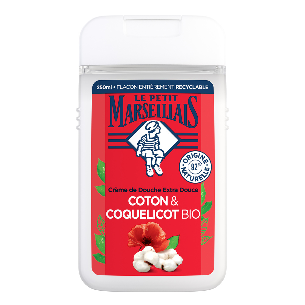 le petit marseillais Douche Crème Extra Doux Lait de Coton et Coquelicot 250 ml Crème de douche