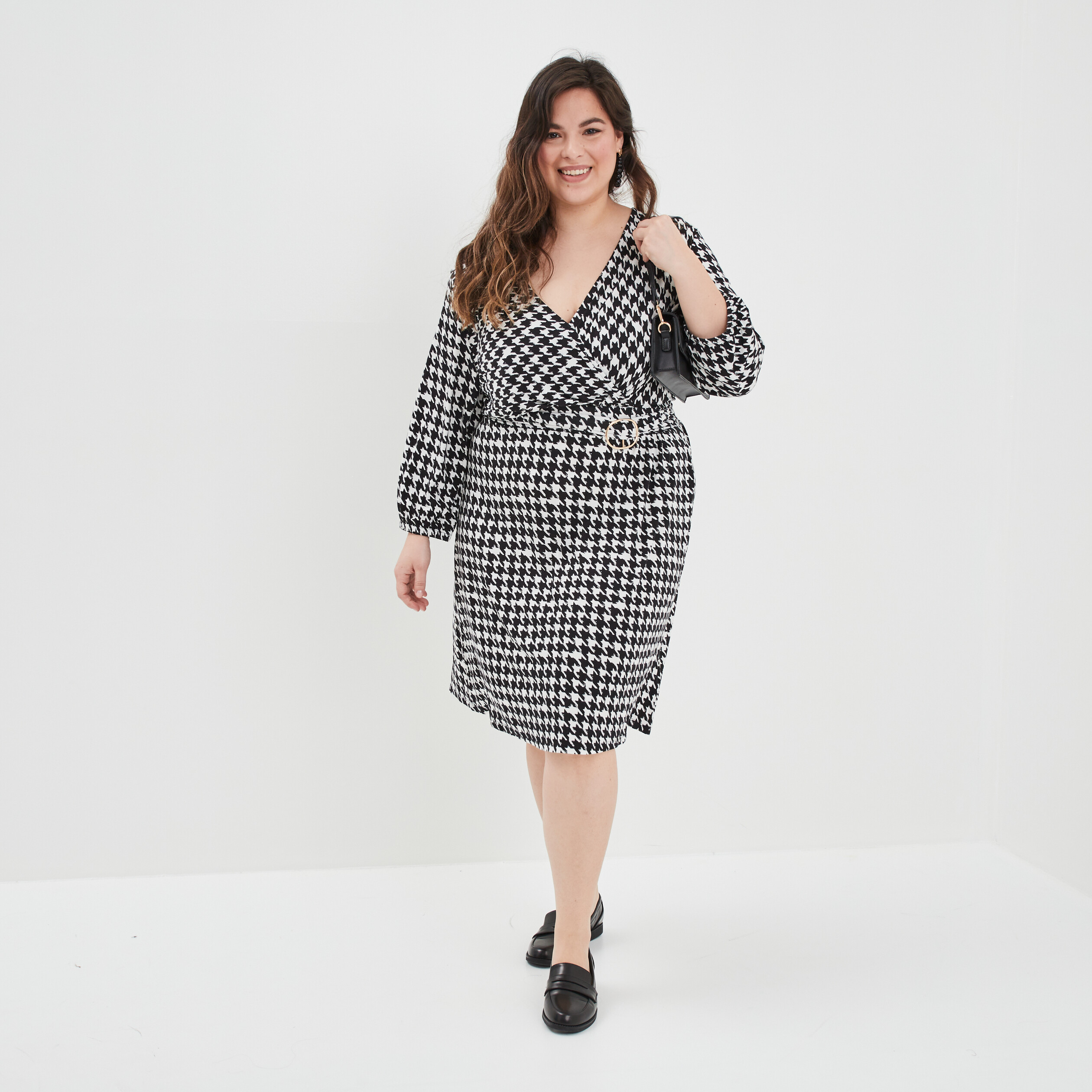 Robe patineuse col cache-coeur Modavista ecru femme | La Halle