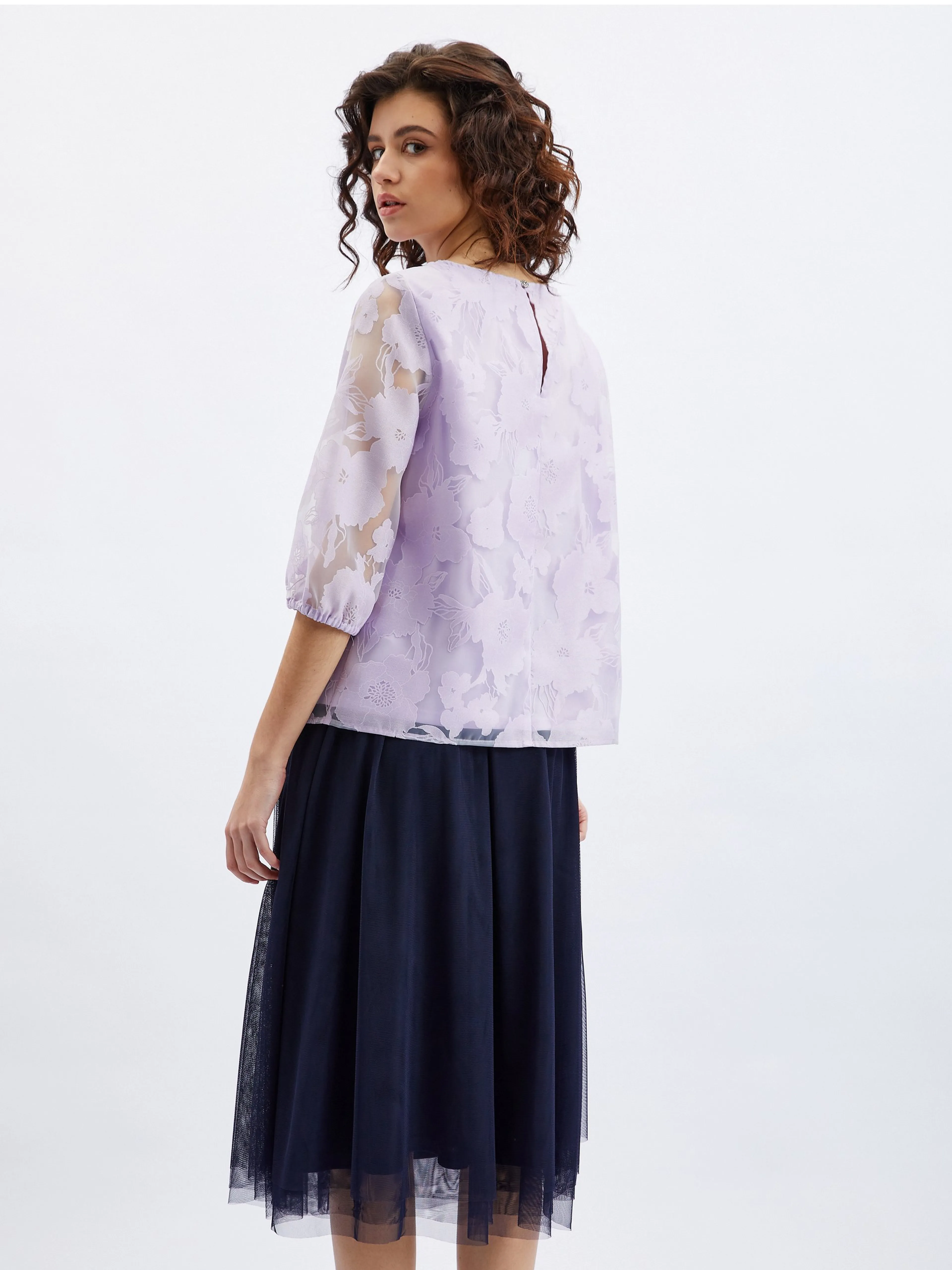 Hellviolette Damen-Blumenbluse ORSAY
