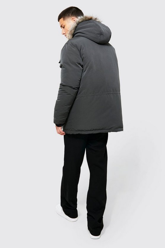 Recycelter Kunstfell-Parka mit Kapuze