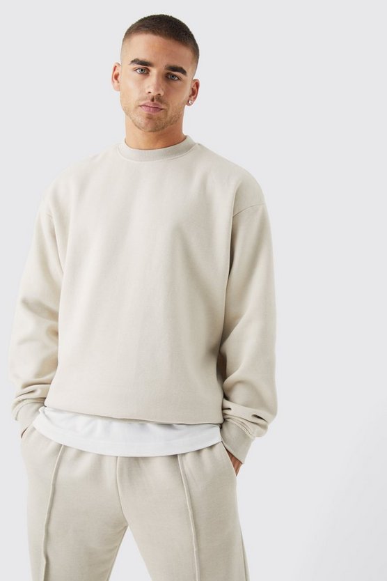 Oversize Sweatshirt-Trainingsanzug mit rohem Saum