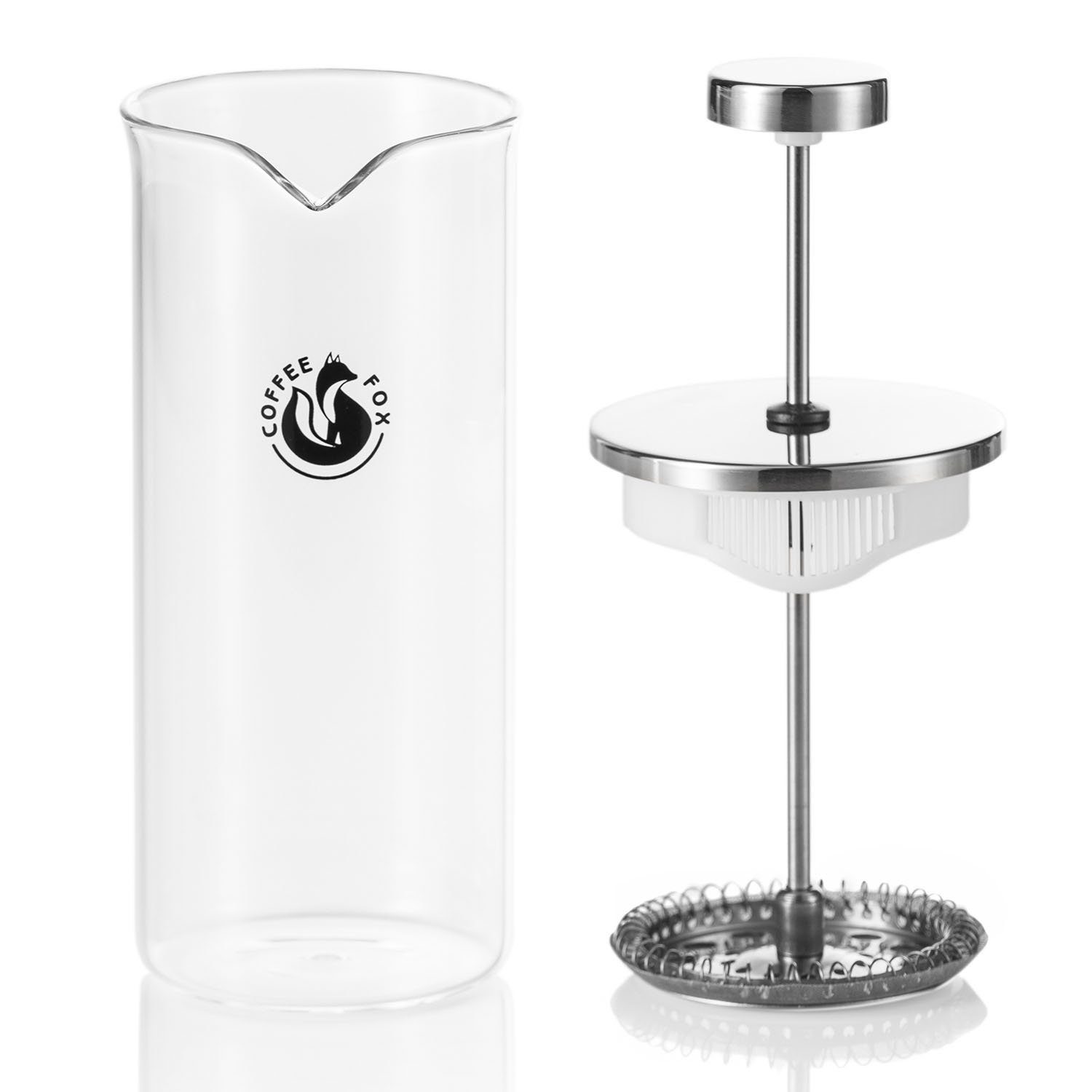 Coffee Fox Milchaufschäumer aus Glas, French Press Milchschaum 450 ml
