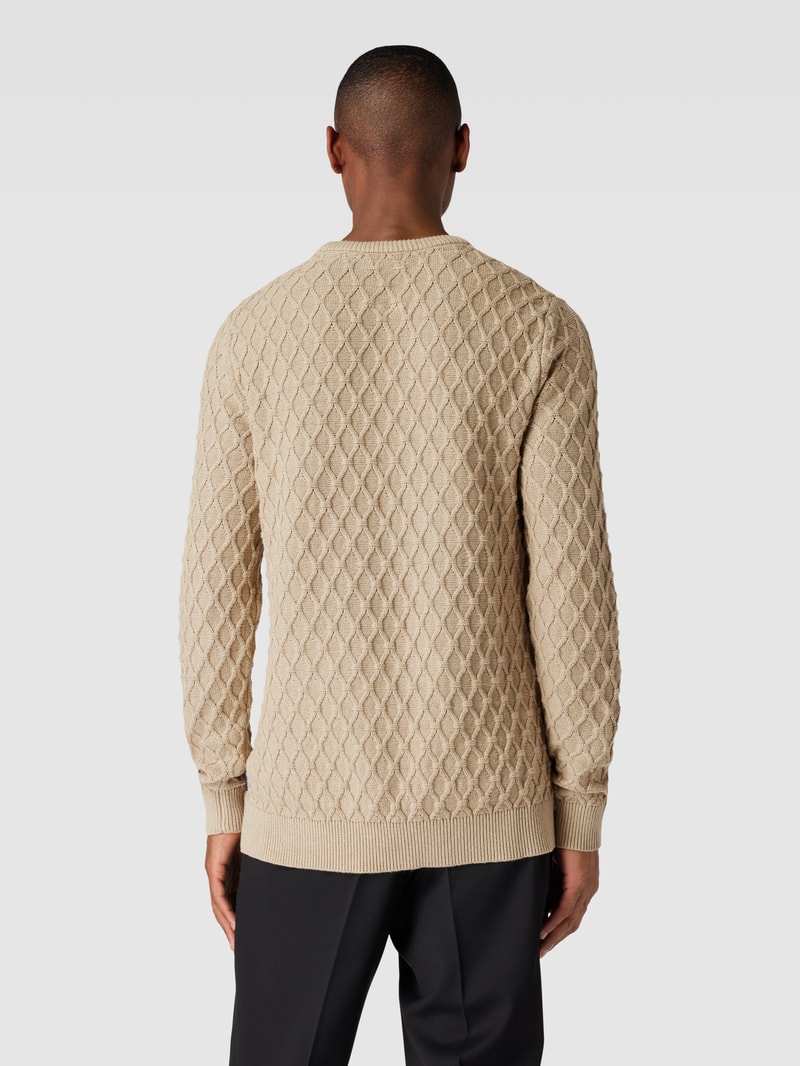 Strickpullover mit Strukturmuster in sand meliert