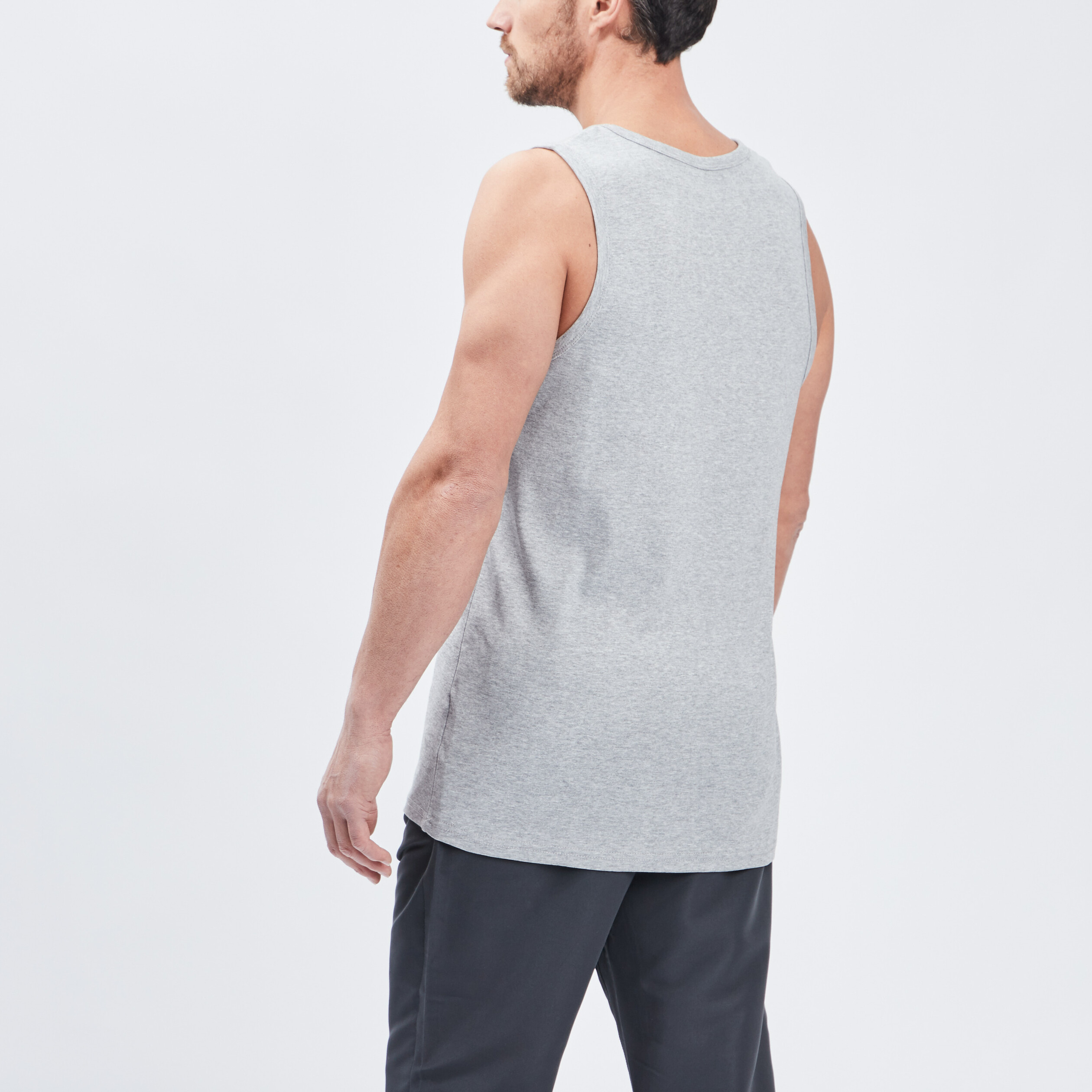 Débardeur coton bretelles larges gris homme | La Halle