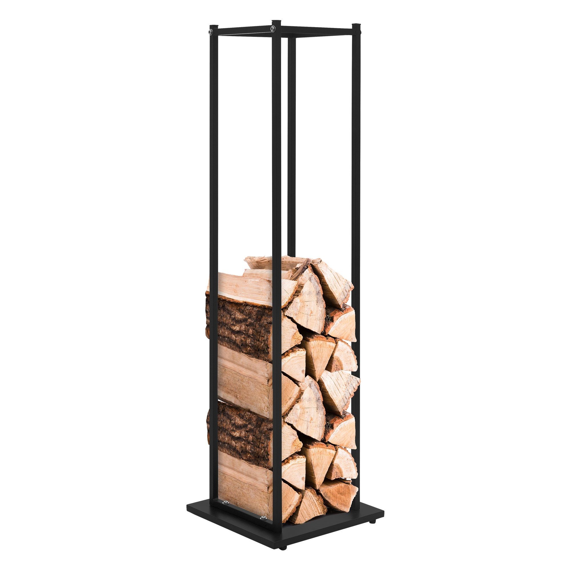 ML-DESIGN Kaminholzregal Brennholzregal Holzaufbewahrung Kaminholzständer Kaminholzhalter, BxTxH:33x33x115 cm, Schwarz 33x115x33cm rechteckig Metall Innen/Außen