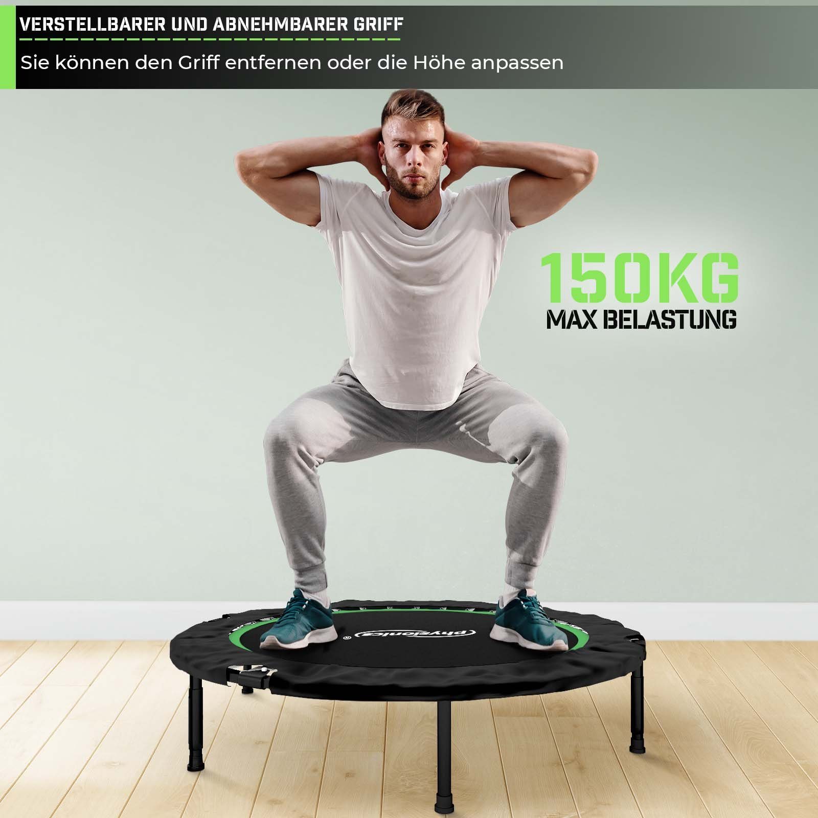 Physionics Fitnesstrampolin Fitness Trampolin - Ø 101cm, höhenverstellbarer, klappbar, 150kg