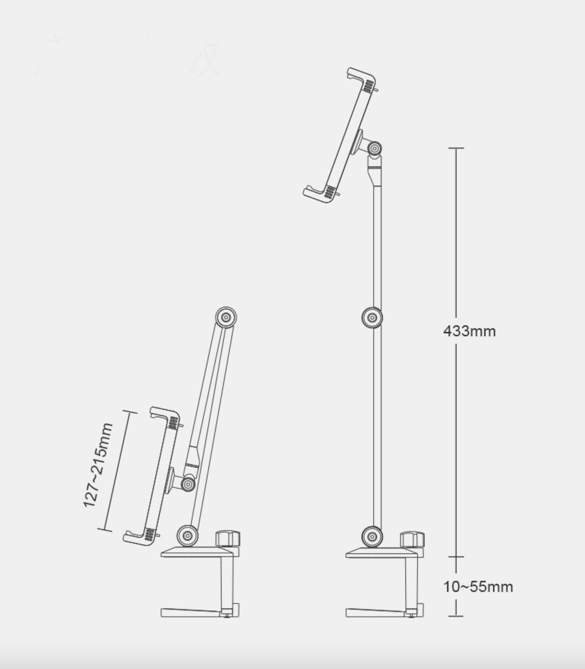 Woward Tablet Handy Ständer Halterung Alu Tischklemme Verstellbar 360° drehen Tablet-Halterung, (bis 12,90 Zoll, verstellbar & 360° drehbar & Schwenkarm & Tischklemme)