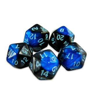 Spielwürfel W20 - Blau Marmor 20 mm (5)