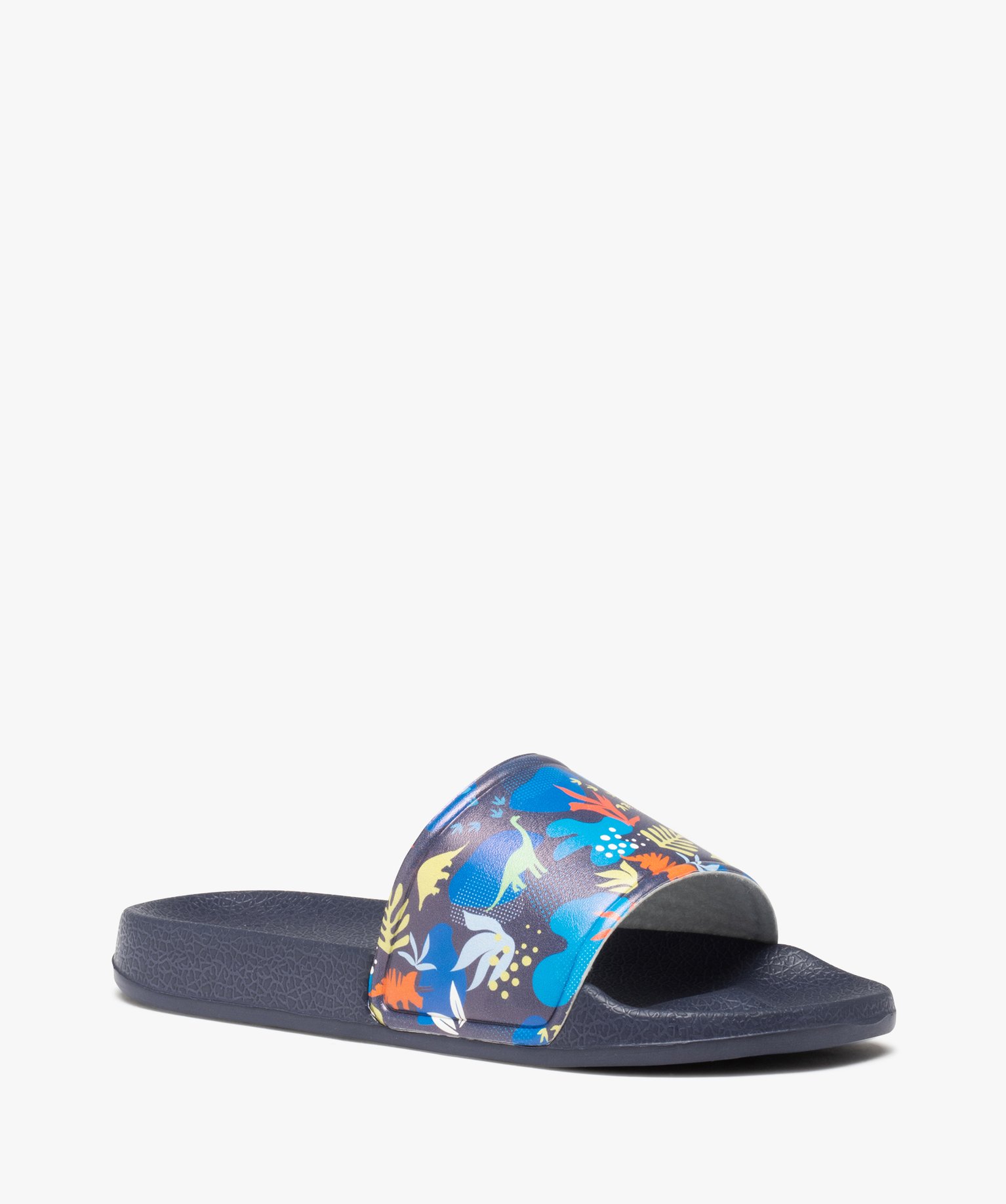 Mules de piscine Garçon imprimées dinosaures bleu | GEMO
