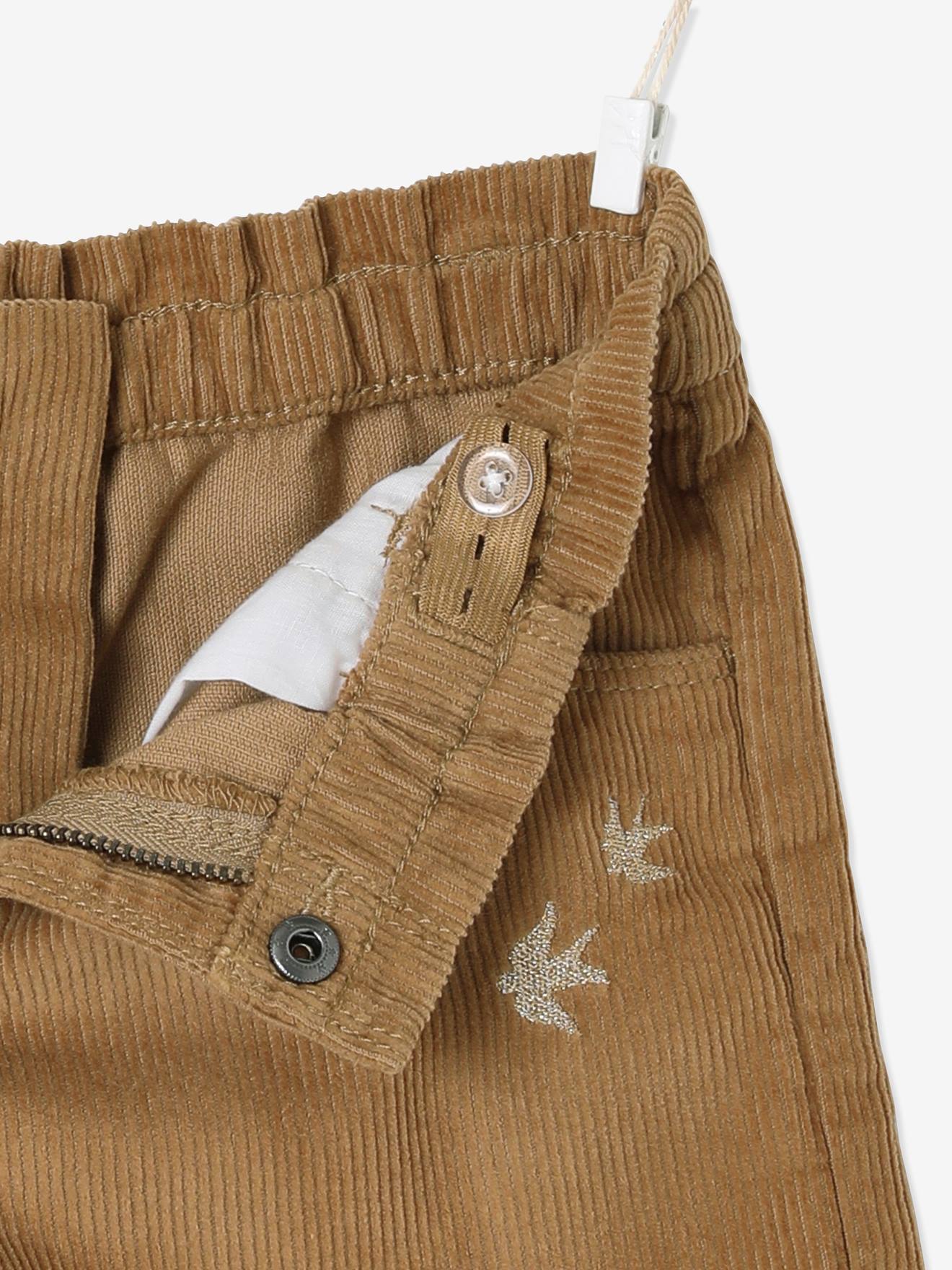 Short en velours fille détails brodés camel
