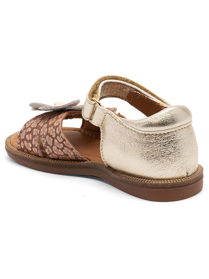 bisgaard Leder-Sandalen in Gold/ Beige günstig kaufen