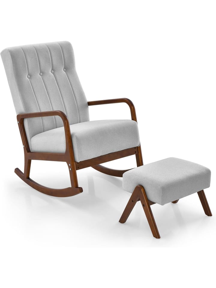 COSTWAY Schaukelstuhl mit Hocker in Grau günstig kaufen onesize