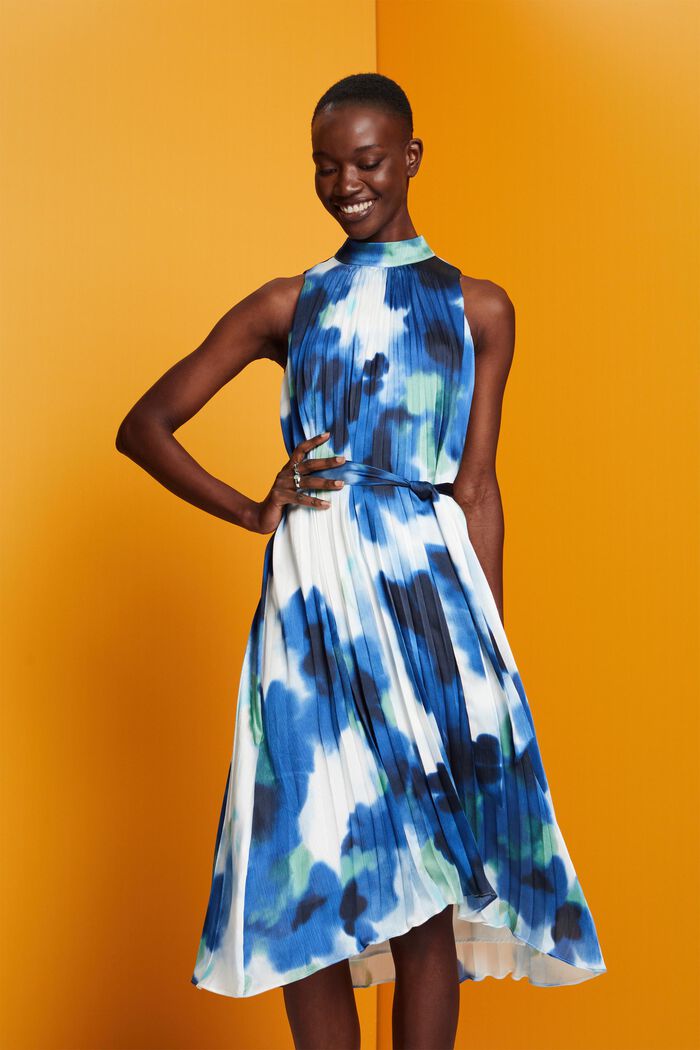 Midikleid in Crinkle-Optik mit Allover-Print