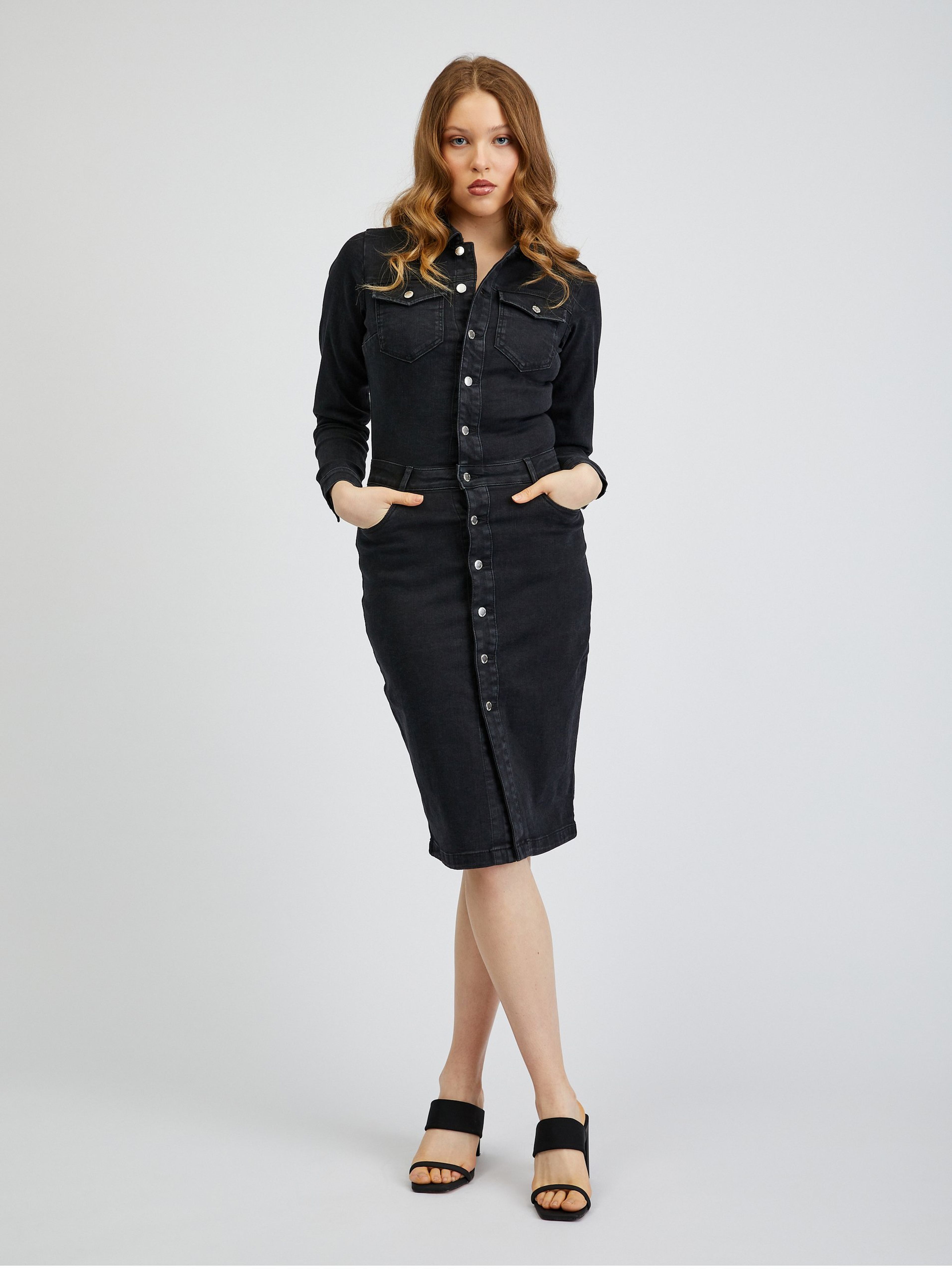 Schwarzes Damen-Denim-Kleid ORSAY