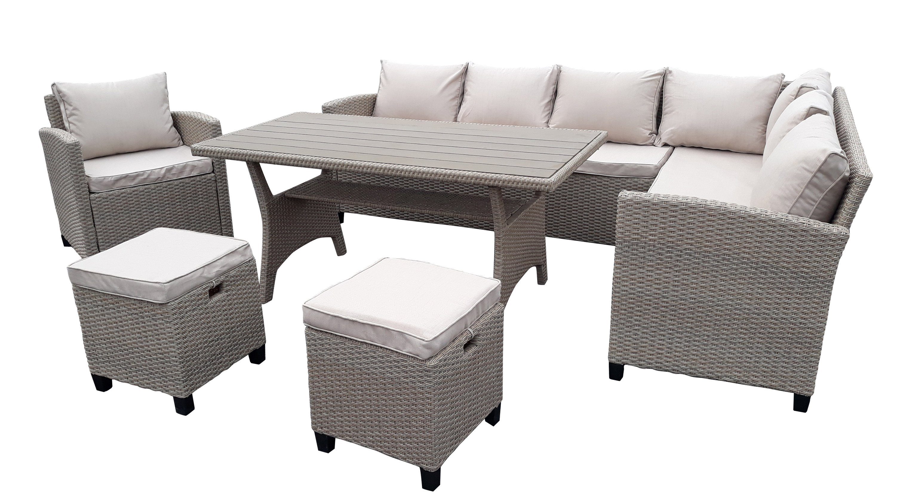 Green Spirit Loungeset Garten Sitzgruppe Madeira, beige, (Set, 6-tlg)