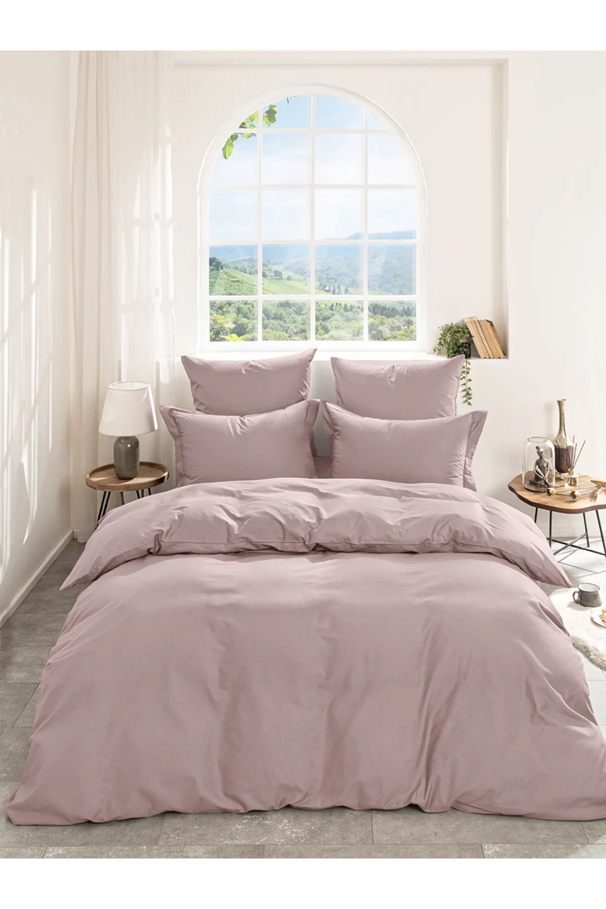 Karna Home  Klassisches Doppel-Bettbezug-Set aus Baumwollsatin