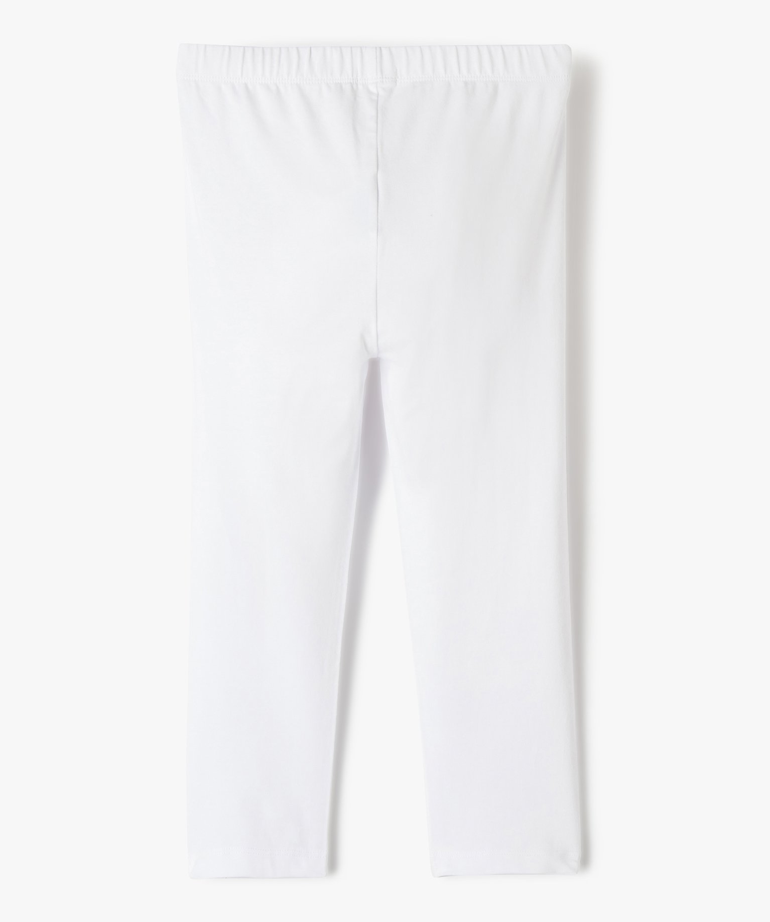 Legging fille uni longueur genoux en coton extensible blanc | GEMO