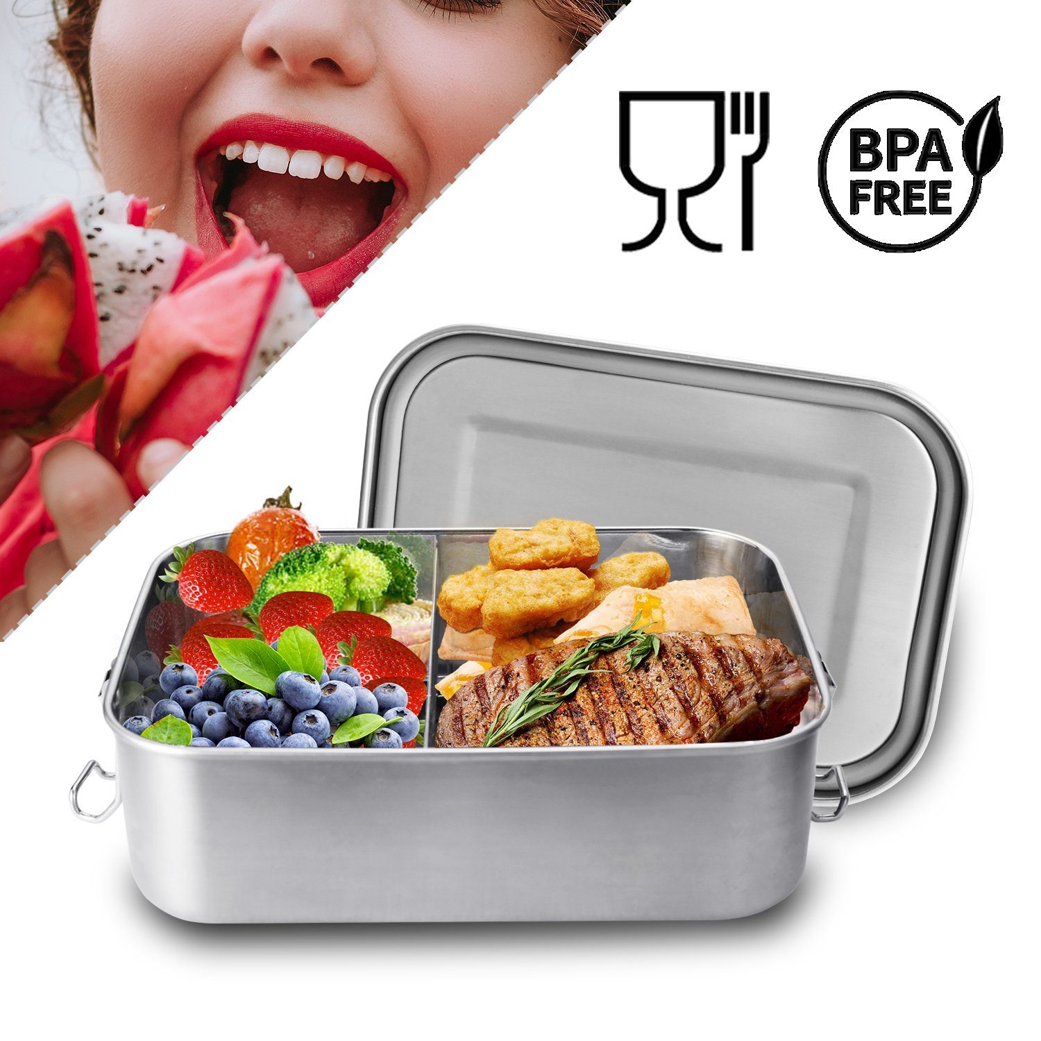 Lospitch Lunchbox Edelstahl Brotdose - Nachhaltige Lunchbox für Büro Schule Picknick