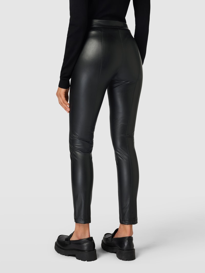 Leggings in Leder-Optik mit elastischem Bund in schwarz