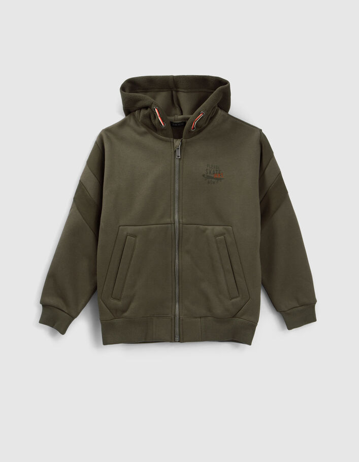 Cardigan kaki contrecollé polaire garçon