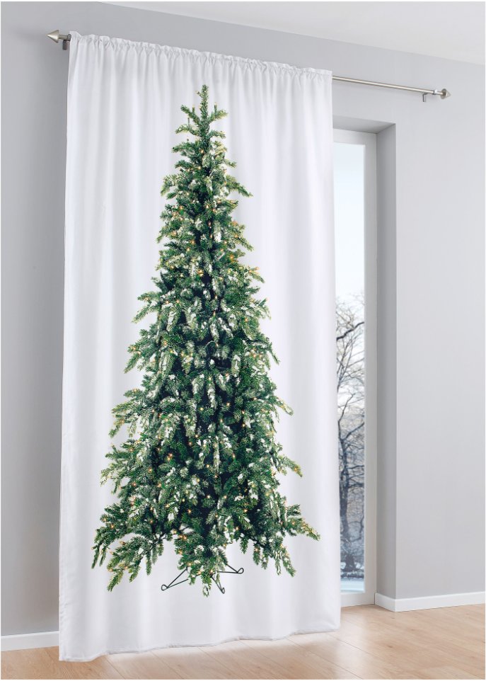 Vorhang mit Tannenbaum Druck (1er Pack)