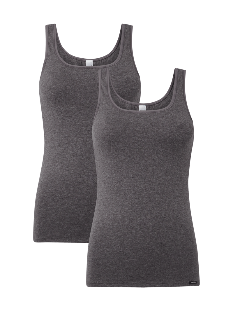 Tanktop im 2er-Pack in anthrazit meliert