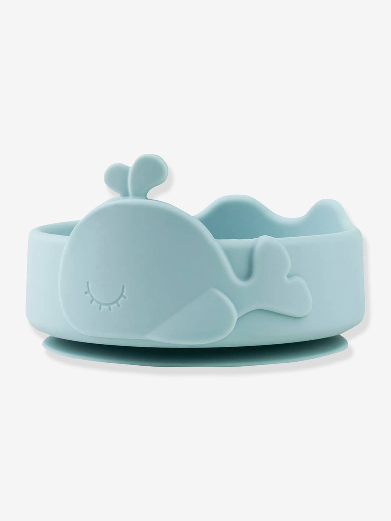 Bol ventouse et cuillère silicone Wally DONE BY DEER bleu