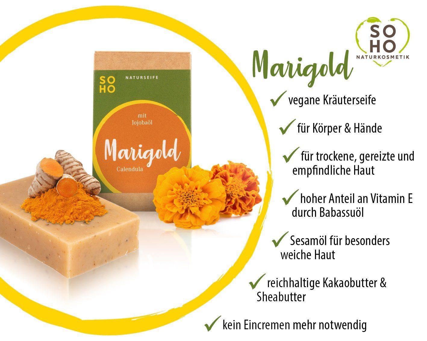 SOHO Naturkosmetik Seifen-Set KRÄUTER, 4 Duschseifen Kräuterwirkstoffe, traditionelle Siedekunst