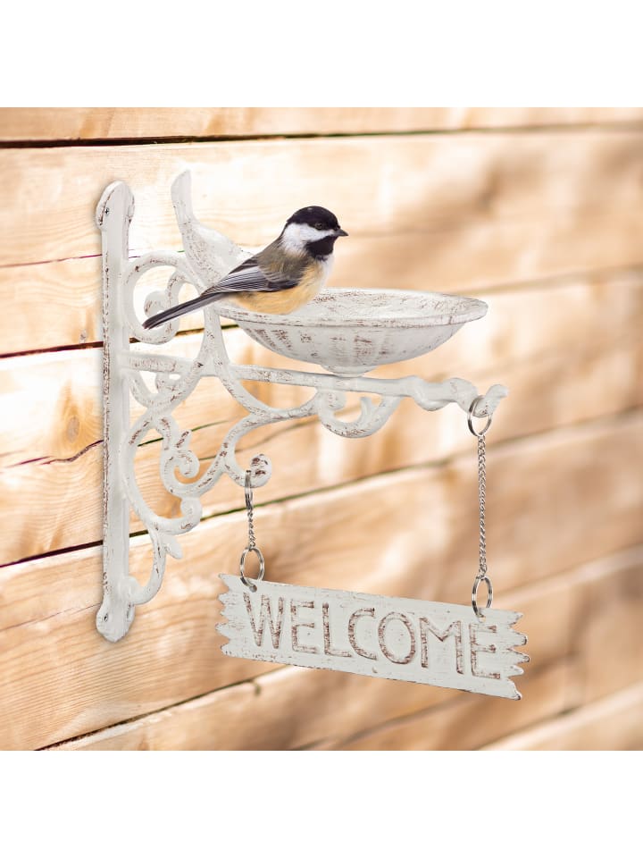 relaxdays Vogeltränke Welcome in Weiß günstig kaufen onesize