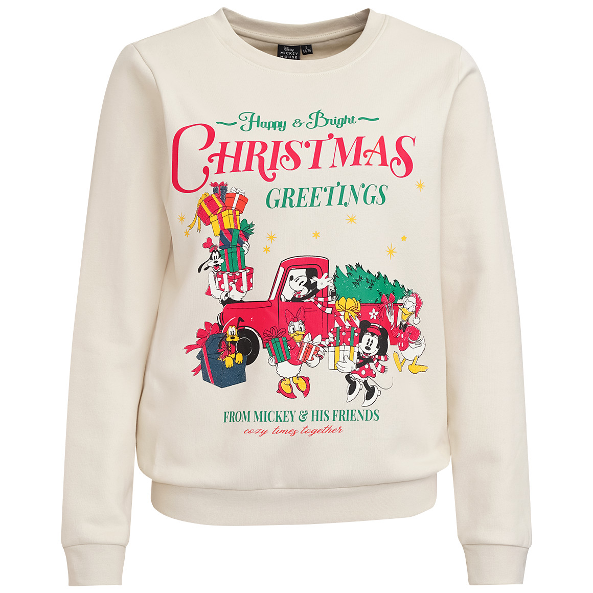 Micky Maus Weihnachtssweatshirt mit Print creme