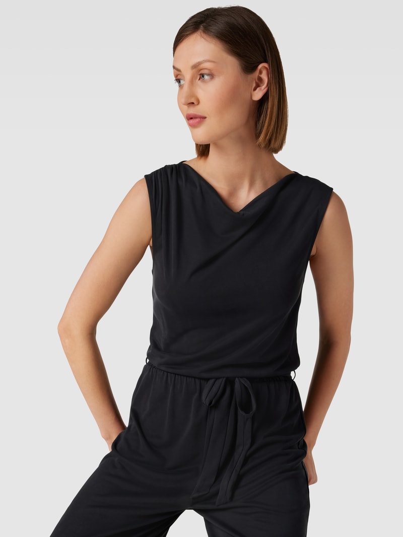 Jumpsuit mit Bindegürtel in schwarz