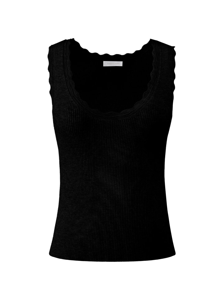SASSYCLASSY Tank Top mit Bogenkante in Schwarz günstig kaufen