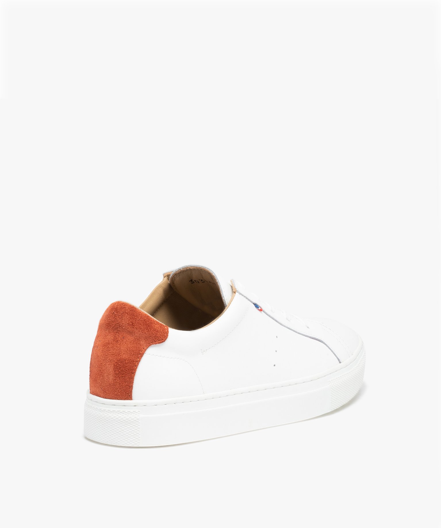 Baskets femme en cuir uni avec contrefort contrasté - Tanéo blanc | GEMO