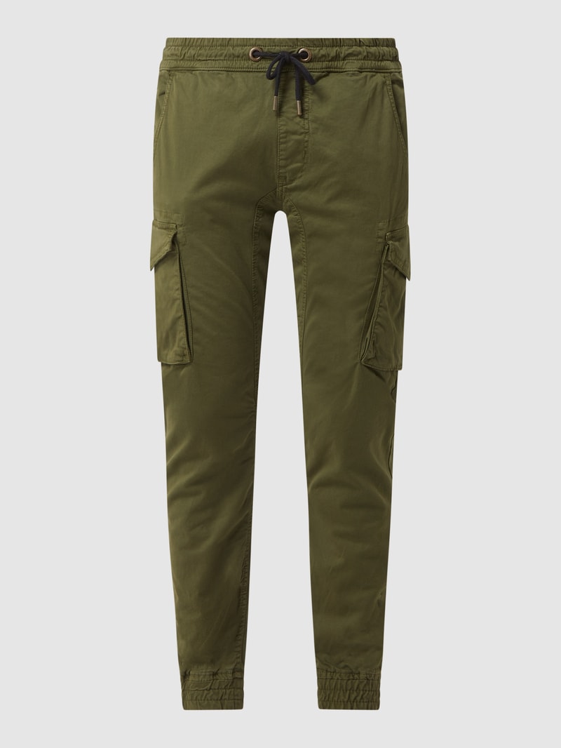 Cargohose mit Label-Details Modell 'Twill' in olivgrün