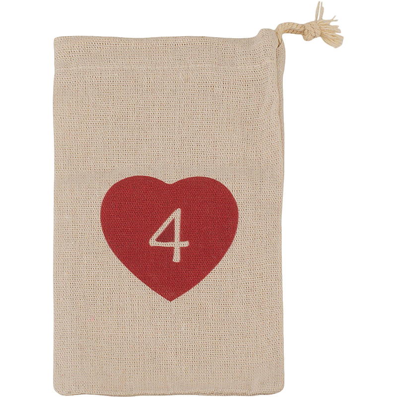 Home Kalenderposer 12x20 cm 1-24 stoff m/hjerte