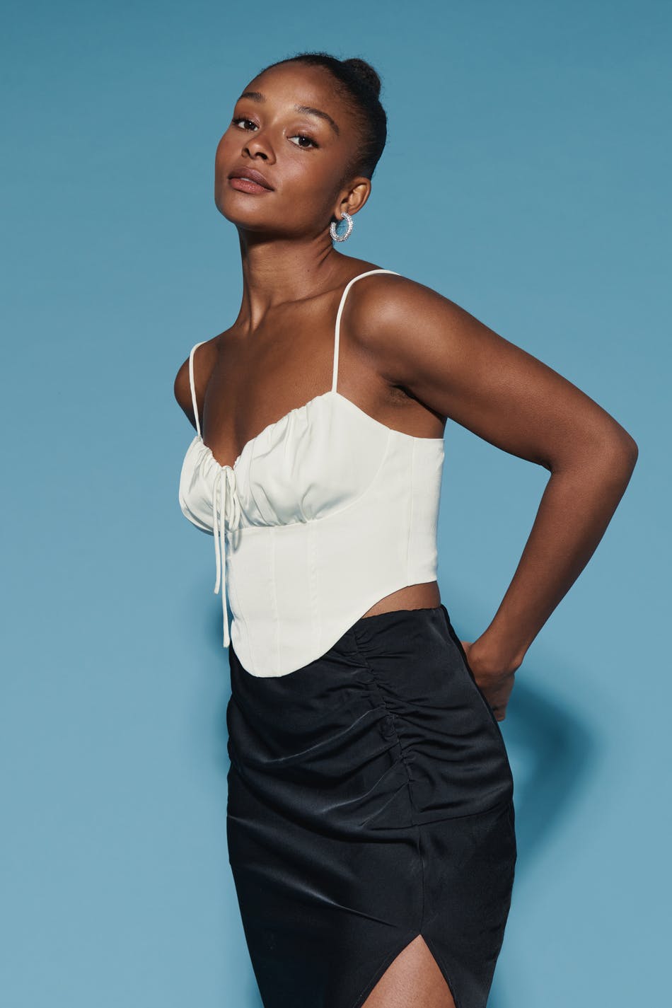 Gathered bust strap top