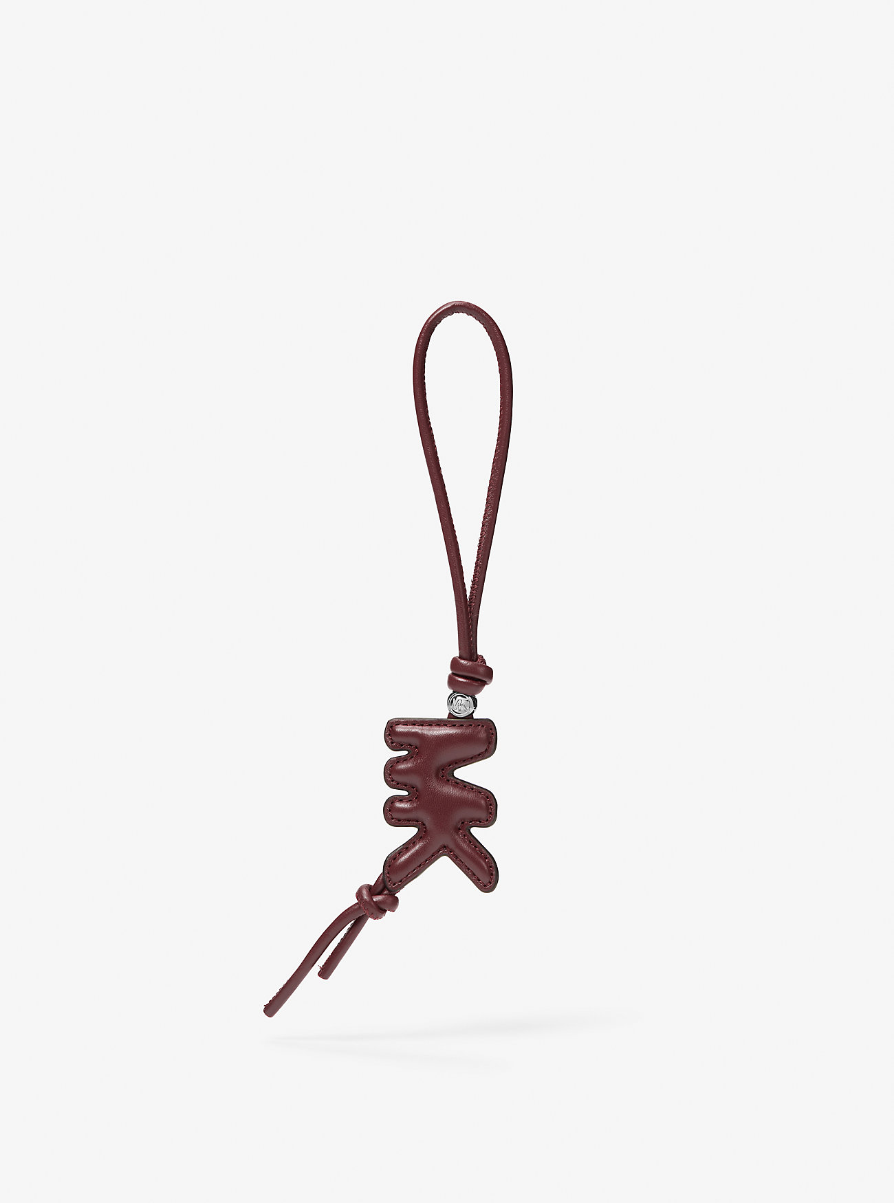 Puffy Logo Leather Bag Charm - OXBLOOD