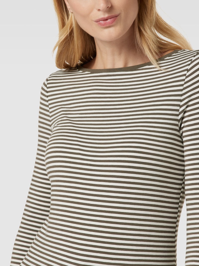 Longsleeve mit Streifenmuster und U-Boot-Ausschnitt in schilf