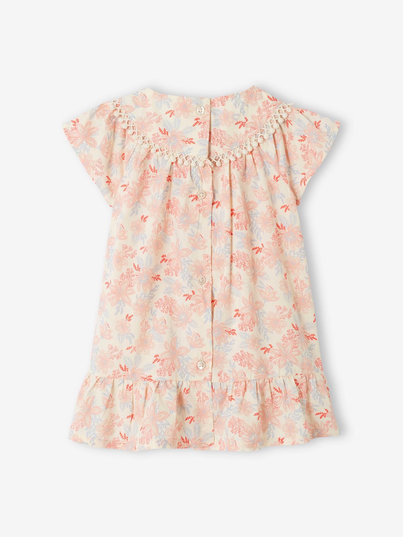 Vertbaudet Mädchen Baby Blumenkleid - wollweiß