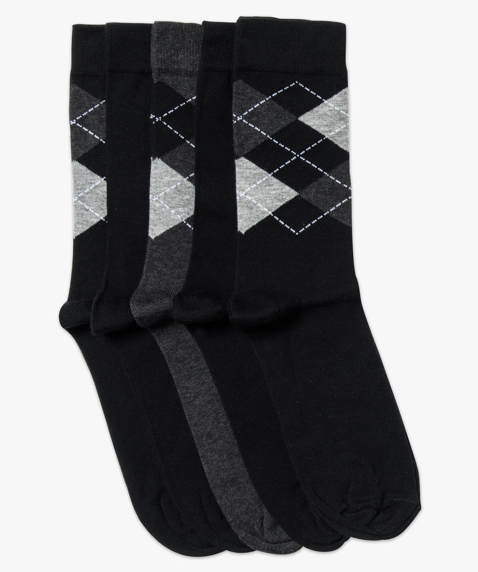 Lot de paires 5 de chaussettes hautes motif jacquard noir | GEMO