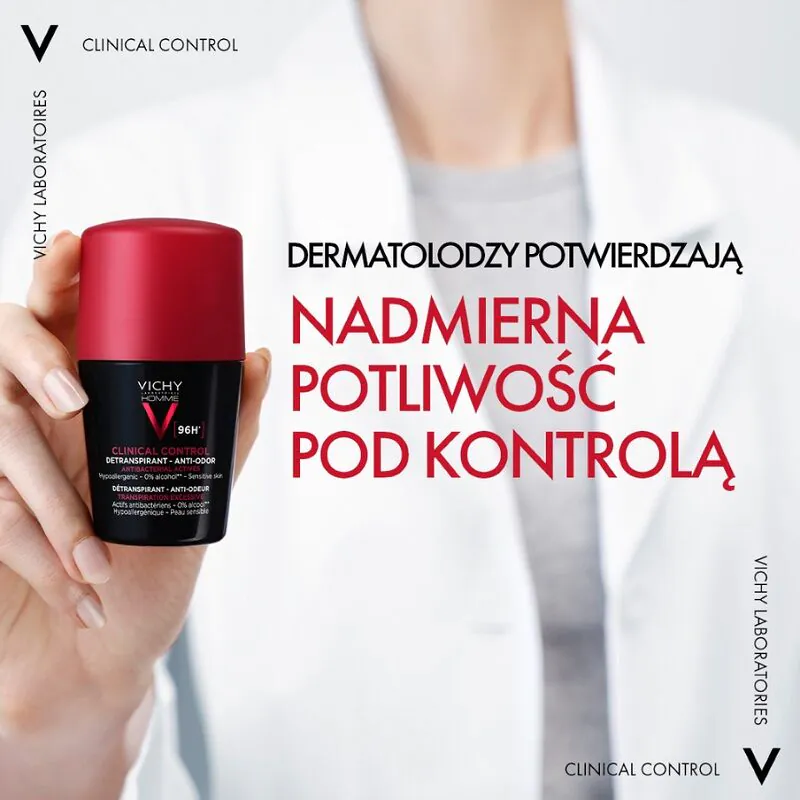 Vichy Homme dezodorantas „Clinical Control“ 96 val. rutulinis dezodorantas