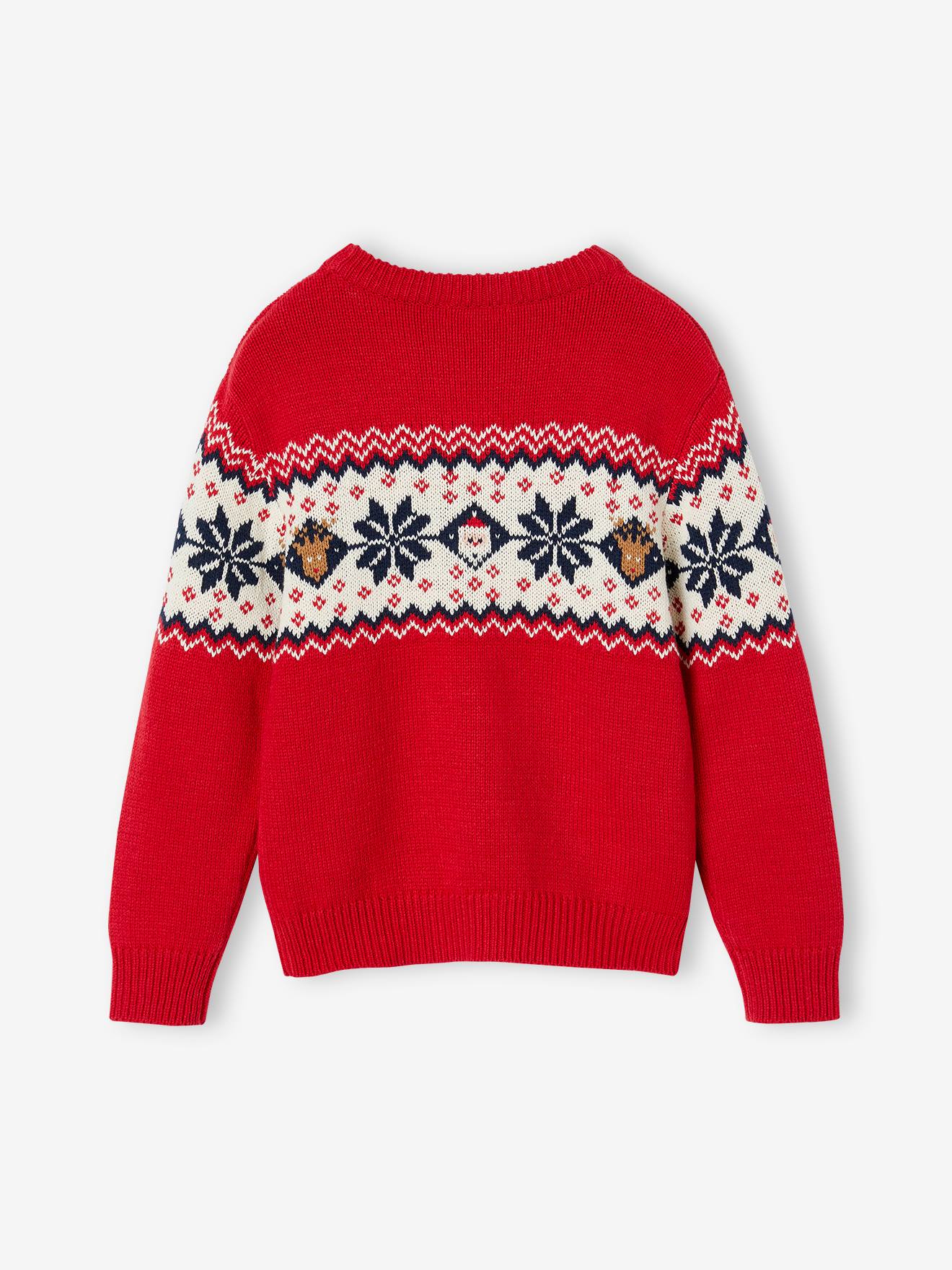 Vertbaudet Kinder Weihnachts-Pullover Capsule Collection FAMILIE Oeko-Tex - rot