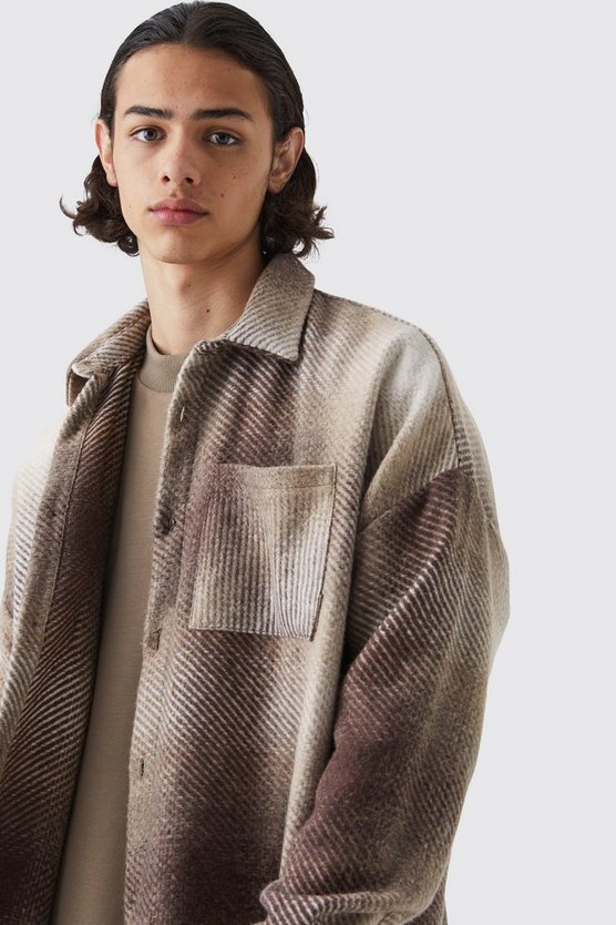 Kariertes Oversize Overshirt mit Knopfleiste
