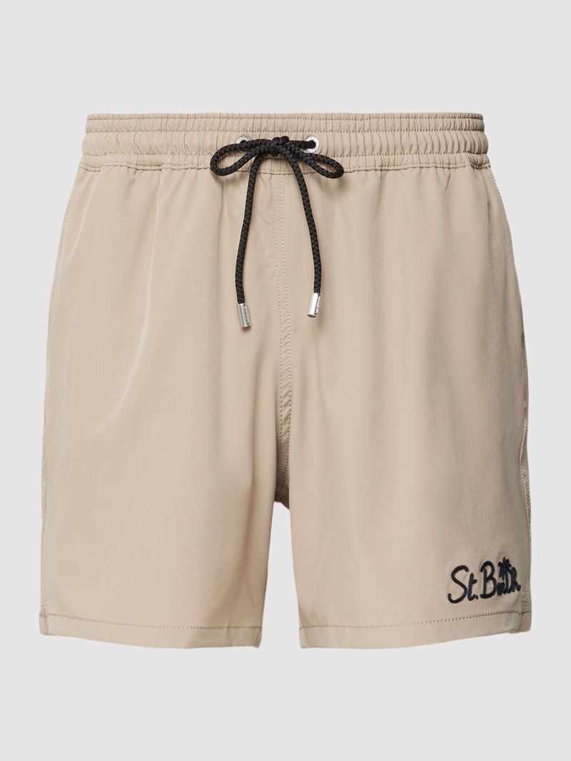 Badehose mit Label-Stitching Modell 'COMFORT' in beige